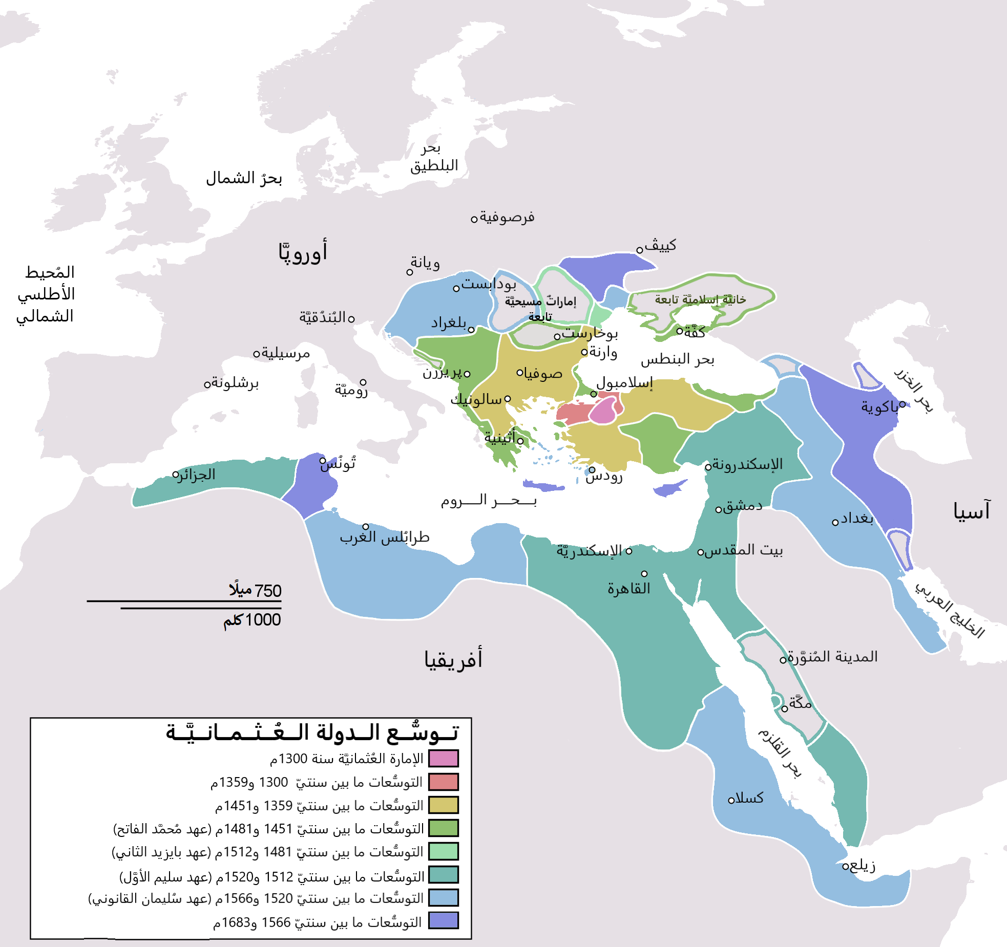 توسع الدولة العثمانية -المصدر ويكيبيديا